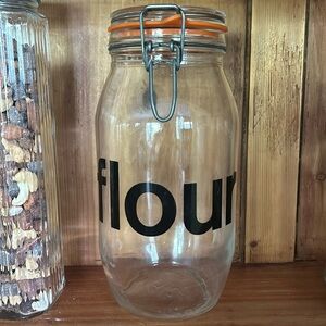VINTAGE Flour Triomphe France Glass Canister 2L